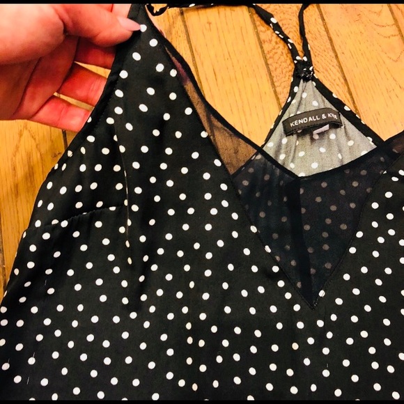 Kendall & Kylie slinky silk & mesh polka dot top S - Picture 2 of 4